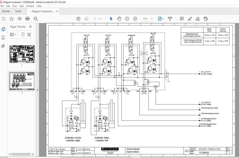 Liebherr Crane HS 8100 HD Hydraulic Diagram Manual 11239928 - PDF ...