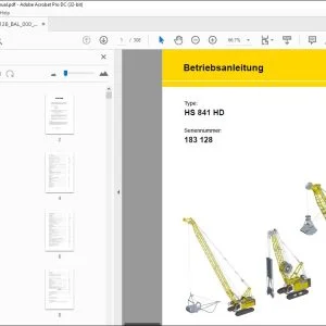 Liebherr Crane HS 841 HD Betriebsanleitung SN 183128 - PDF DOWNLOAD (German)