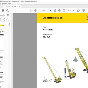 Liebherr Crane HS 842 HD Ersatzteilkatalog 183128 - PDF DOWNLOAD (German)