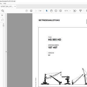 Liebherr Crane HS 885 HD BETRIEBSANLEITUNG SN 187407 - PDF DOWNLOAD (German)