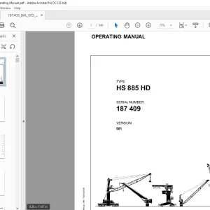 Liebherr Crane HS 885 HD Operating Manual 187409 - PDF DOWNLOAD