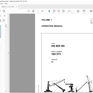 Liebherr Crane HS 885 HD Operating Manual SN 184573 - PDF DOWNLOAD