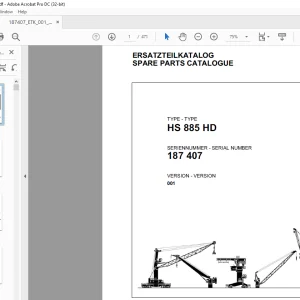 Liebherr Crane HS 885 HD Spare Parts Catalogue Manual SN 187407 - PDF DOWNLOAD