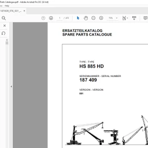Liebherr Crane HS 885 HD Spare Parts Catalogue Manual SN 187409 - PDF DOWNLOAD