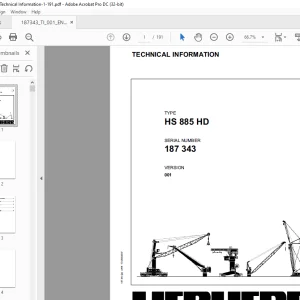 Liebherr Crane HS 885 HD Technical Information Manual SN 187343 - PDF DOWNLOAD