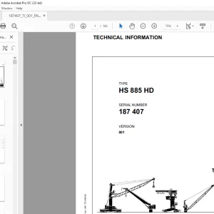 Liebherr Crane HS 885 HD Technical Information Manual SN 187407 - PDF DOWNLOAD