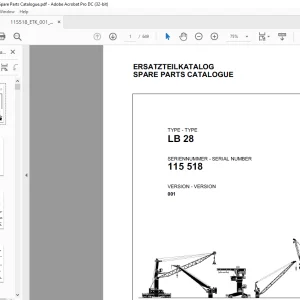 Liebherr Crane LB 28 Spare Parts Catalogue Manual SN 115518 - PDF DOWNLOAD