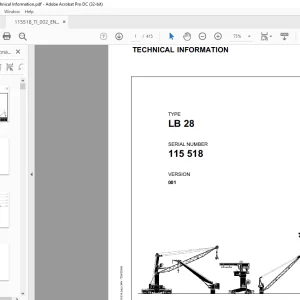 Liebherr Crane LB 28 Technical Information Manual SN 115518 - PDF DOWNLOAD