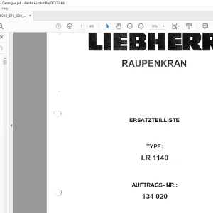 Liebherr Crane LR 1140 RAUPENKRAN ERSATZTEILLISTE 134020 - PDF DOWNLOAD (German)