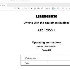 Liebherr Crane LTC 1055-3.1 Driving With the Equipment Operating Instruction Manual 214311-02-02 - PDF DOWNLOAD