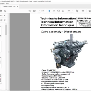 Liebherr Crane LTM 1080-1 Diesel Engine - Drive Assembly Technical Information Manual - PDF DOWNLOAD