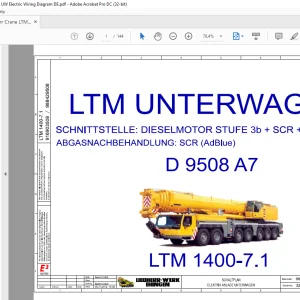 Liebherr Crane LTM 1400-7.1 DieselMotor STUFE 3b + SCR + LICCON1 Schaltplan Elektrik Anlage Unterwagen D9508 A7 - PDF