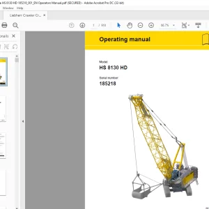 Liebherr Crawler Crane HS 8130 HD Operating Manual SN 185218 - PDF DOWNLOAD