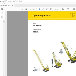 Liebherr Crawler Crane HS 843 HD Operating Manual SN 183287  - PDF DOWNLOAD