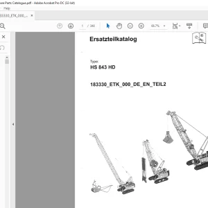 Liebherr Crawler Crane HS 843 HD Ersatzteilkatalog SN183330 -  PDF DOWNLOAD (GERMAN)
