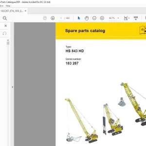 Liebherr Crawler Crane HS 843 HD Spare parts catalog EN Manual SN 183287 - PDF DOWNLOAD