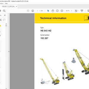 Liebherr Crawler Crane HS 843 HD Technical information Manual SN 183287  - PDF DOWNLOAD
