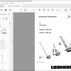 Liebherr Crawler Crane HS 843 HD Technische Information Manual  - PDF DOWNLOAD (GERMAN)