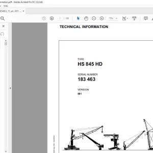 Liebherr Crawler Crane HS 845 HD TECHNICAL INFORMATION Manual SN 183463 - PDF DOWNLOAD