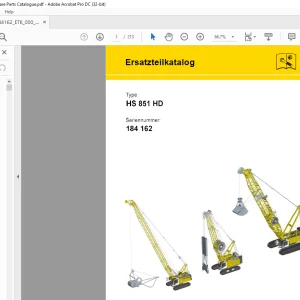 Liebherr Crawler Crane  HS 851 HD Spare Parts Catalog Manual SN 184162  - PDF DOWNLOAD