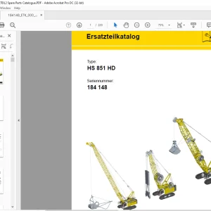 Liebherr Crawler Crane HS 851 HD Spare Parts Catalogue Manual  - PDF DOWNLOAD