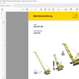 Liebherr Crawler Crane HS 855 HD Betriebsanleitung 184872 - PDF DOWNLOAD (German)