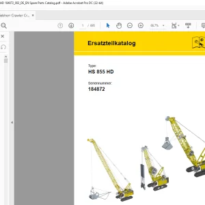 Liebherr Crawler Crane HS 855 HD Ersatzteilkatalog SN 184872 - PDF DOWNLOAD