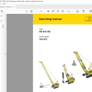 Liebherr Crawler Crane HS 855 HD Operating Manual SN 184872 - PDF DOWNLOAD