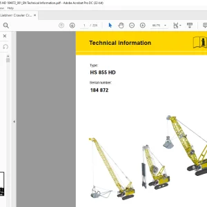 Liebherr Crawler Crane HS 855 HD Technical Information Manual SN 184872 - PDF DOWNLOAD