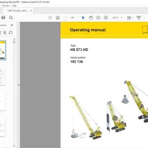 Liebherr Crawler Crane HS 873 HD Operating Manual SN185136 - PDF DOWNLOAD