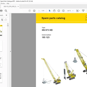 Liebherr Crawler Crane HS 873 HD Spare parts catalog Manual SN 185123 -  PDF DOWNLOAD