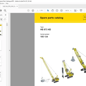 Liebherr Crawler Crane HS 873 HD Spare parts catalog Manual SN 185134- PDF DOWNLOAD