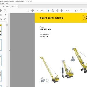 Liebherr Crawler Crane HS 873 HD Spare parts catalog Manual SN 185139 - PDF DOWNLOAD