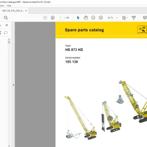 Liebherr Crawler Crane HS 873 HD Spare parts catalog Manual SN185136 - PDF DOWNLOAD