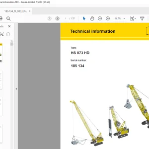 Liebherr Crawler Crane HS 873 HD Technical information Manual SN 185134 - PDF DOWNLOAD