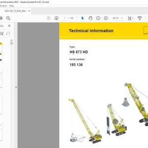 Liebherr Crawler Crane HS 873 HD Technical information Manual SN 185136 - PDF DOWNLOAD