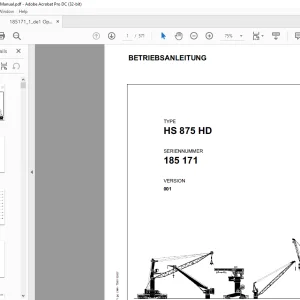 Liebherr Crawler Crane HS 875 HD BETRIEBSANLEITUNG Manual  - PDF DOWNLOAD (GERMAN)