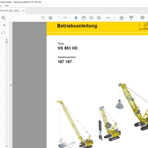 Liebherr Crawler Crane HS 883 HD Betriebsanleitung SN 187197  - PDF DOWNLOAD (GERMAN)