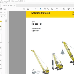 Liebherr Crawler Crane HS 883 HD Ersatzteilkatalog Manual SN187197 - PDF DOWNLOAD (German)