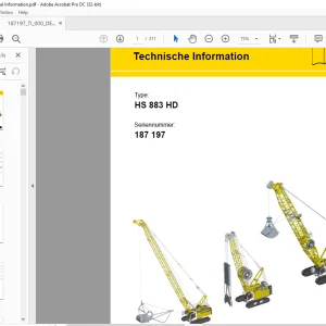 Liebherr Crawler Crane HS 883 HD Technische Information Manual SN 187197 - PDF DOWNLOAD (GERMAN)