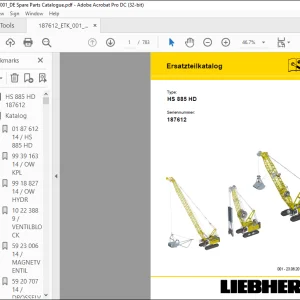 Liebherr Crawler Crane  HS 885 HD Ersatzteilkatalog Manual - PDF DOWNLOAD (German)