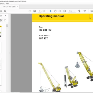 Liebherr Crawler Crane HS 885 HD Operating Manual SN187427 - PDF DOWNLOAD