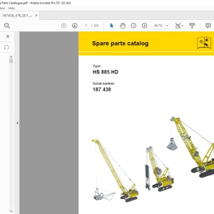 Liebherr Crawler Crane HS 885 HD Spare parts catalog Manual SN 187438 - PDF DOWNLOAD