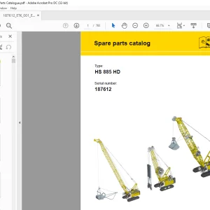 Liebherr Crawler Crane HS 885 HD Spare parts catalog Manual SN 187612 - PDF DOWNLOAD