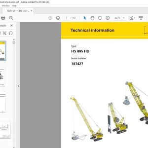 Liebherr Crawler Crane HS 885 HD Technical information Manual SN 187427 - PDF DOWNLOAD