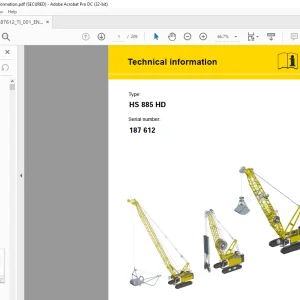 Liebherr Crawler Crane HS 885 HD Technical information Manual SN 187612 - PDF DOWNLOAD