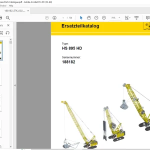 Liebherr Crawler Crane HS 895 HD Ersatzteilkatalog Manual SN 188182 -  PDF DOWNLOAD (German)