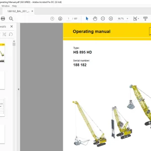 Liebherr Crawler Crane HS 895 HD Operating manual SN 188182 - PDF DOWNLOAD