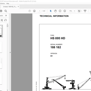 Liebherr Crawler Crane HS 895 HD TECHNICAL INFORMATION MANUAL SN 188182  - PDF DOWNLOAD