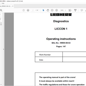Liebherr Crawler Crane LICCON 1 Diagnostics Operating instructions Manual - PDF DOWNLOAD